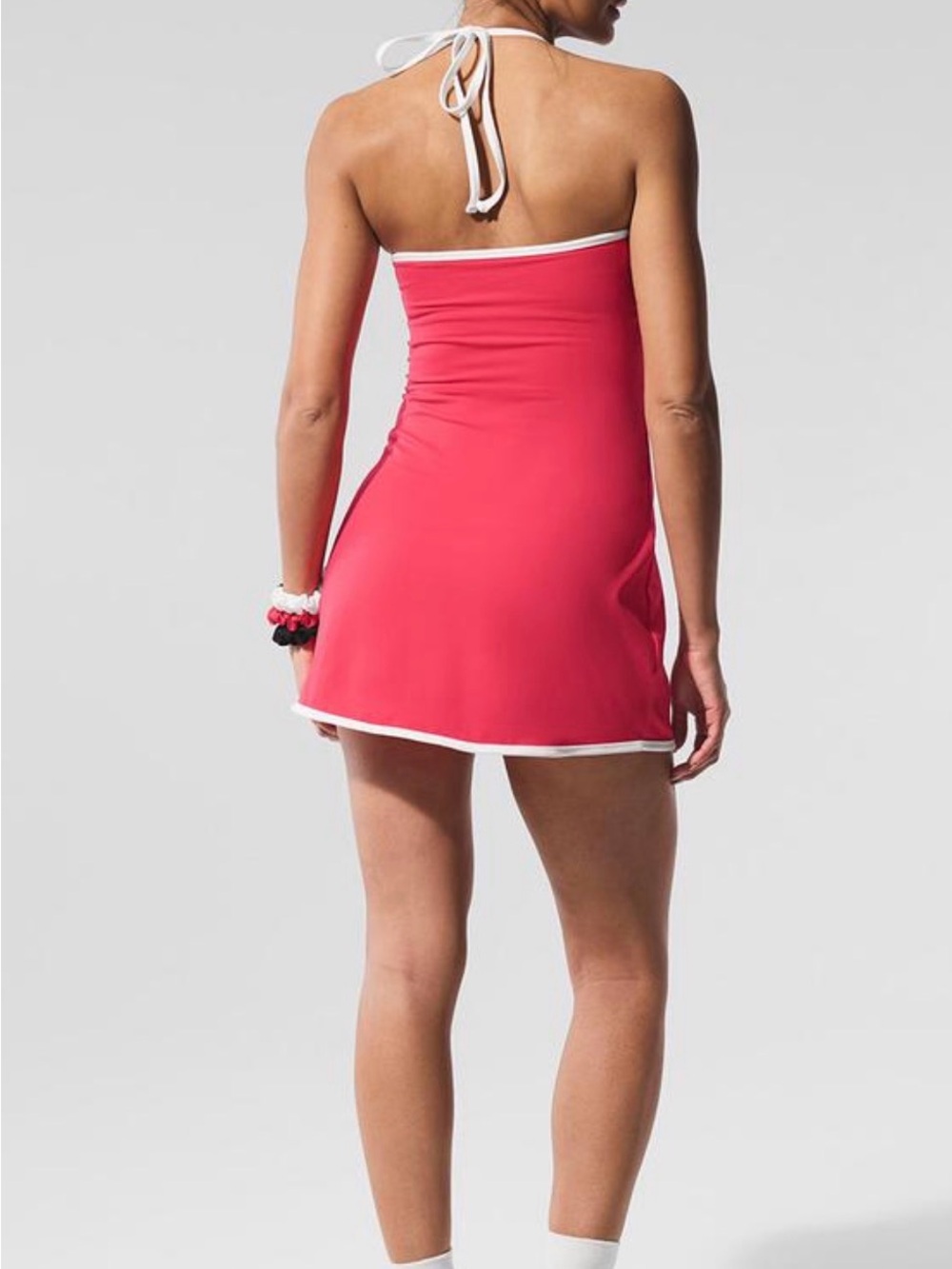 Alo Women's Alo Softsculpt Halter Tennis Dress - Candy Red/White size Xs - Picture 4 of 4